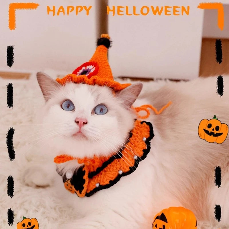 Halloween Cat Costume Collar Dog Clothing Pet Scarf Collar Cat Halloween Party Costume Cute Cat Scarf Halloween Decoration