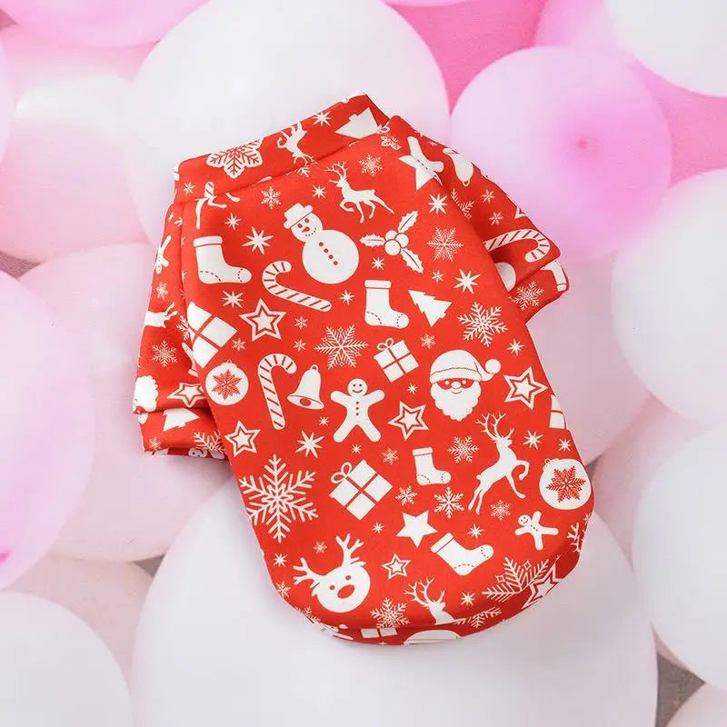 Christmas Dog Clothes Winter Warm Pet Coat Puppy Sweatshirt for Small Large Dogs Pomeranian Bulldog Cartoon Print Clothing