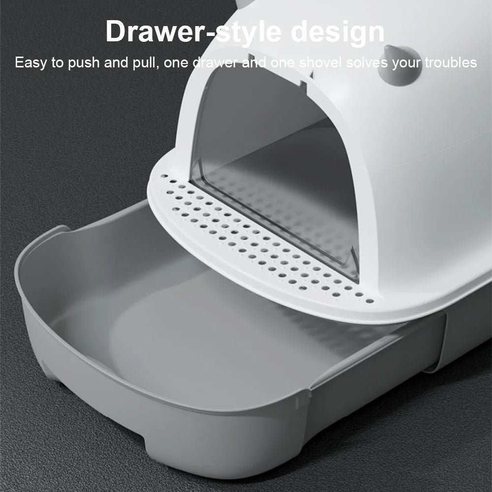 Cat litter box 51.6*41*40cm Anti-odorant Cat Litter Box Plastic Anti-Splash Cats Toilet Drawer Enclosed Pet Sandbox