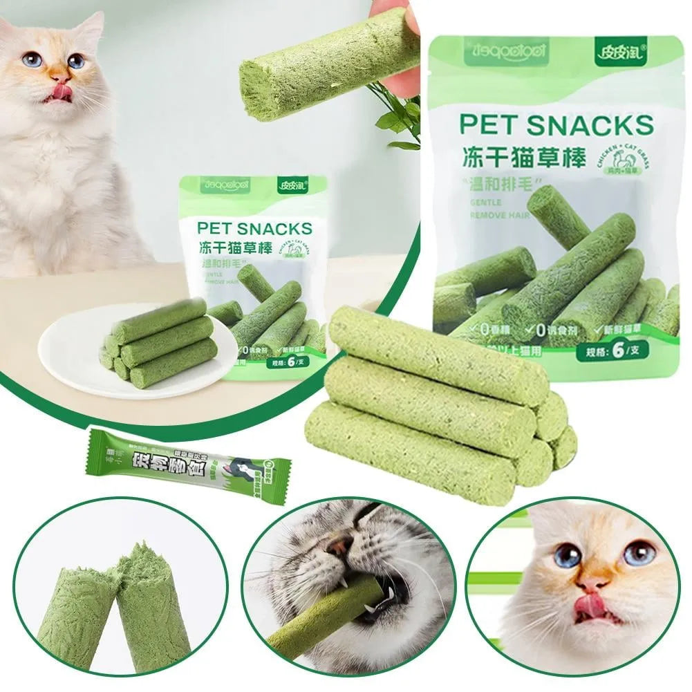 6/12/18pcs Cat Grass Teeth Grinding Stick Pet Snacks Cat Hair Cat Mild Baby Eat Ready Teeth Hairball Sticks Cleaning To Removal