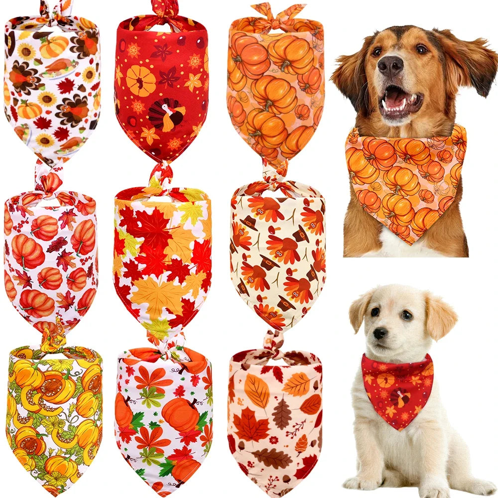 30PCS Dog Bandana Fall Pet Supplies Halloween Small Dog Cat Puppy Bandanas Scarf Thanksgiving Dog Supplies Dogs Bandana