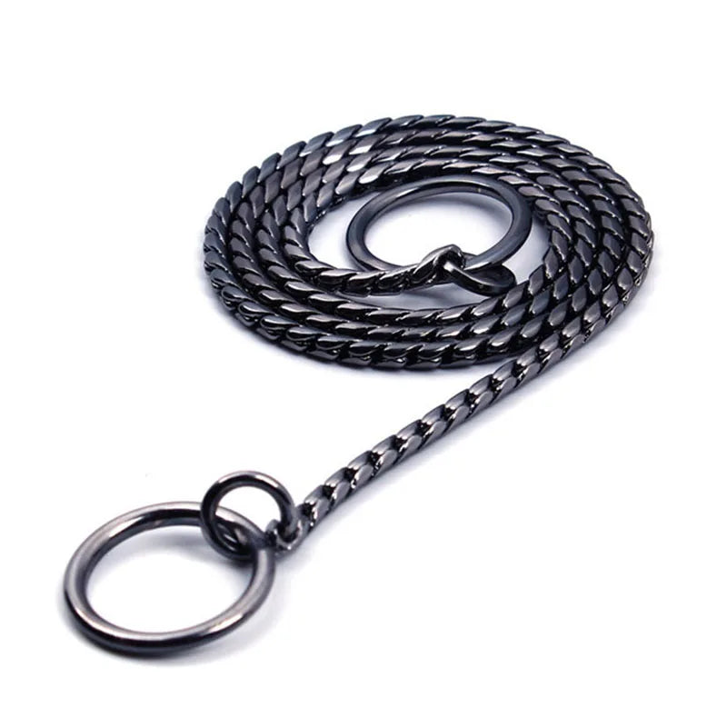 Gold Black Silver Dog Chain Collar Choke Pet Training Snake Collar with Heavy Links Plated Copper Pet Show Slip Collar for Dogs