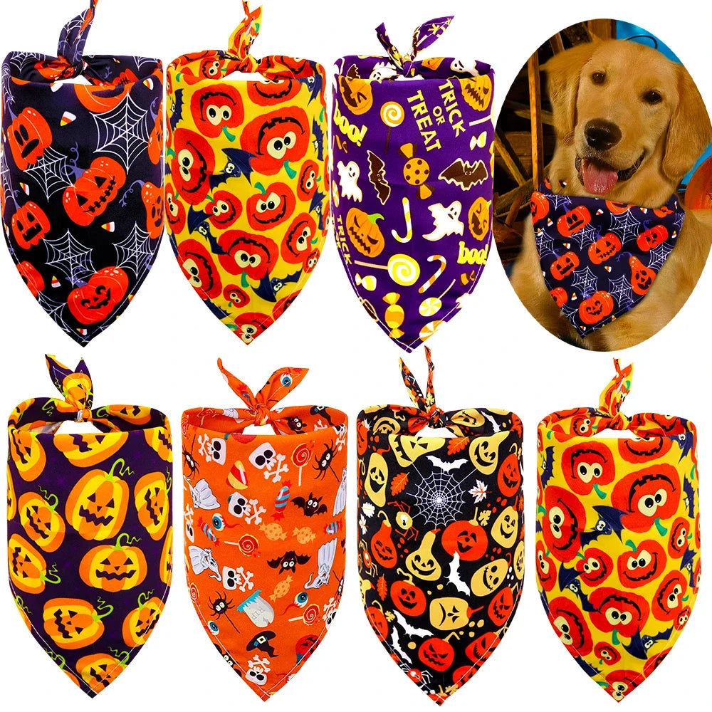 30PCS Dog Bandana Fall Pet Supplies Halloween Small Dog Cat Puppy Bandanas Scarf Thanksgiving Dog Supplies Dogs Bandana