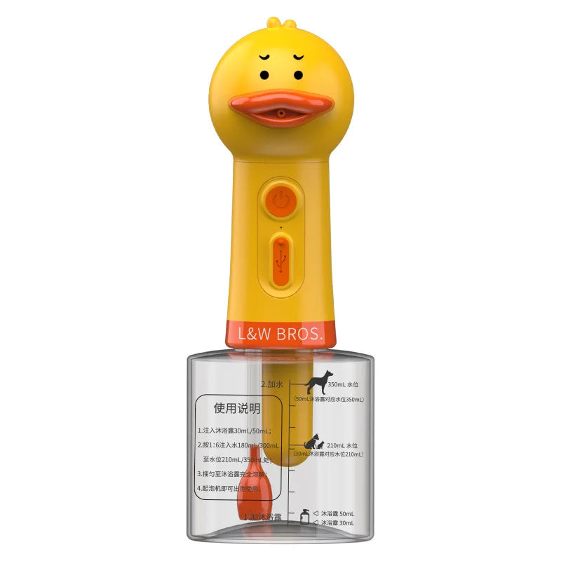 Yellow Duck Pet Cleaning Bathing Electric Foam Machine Usb Charging Automatic Soap Dispenser Foam Machine Pet Accessories