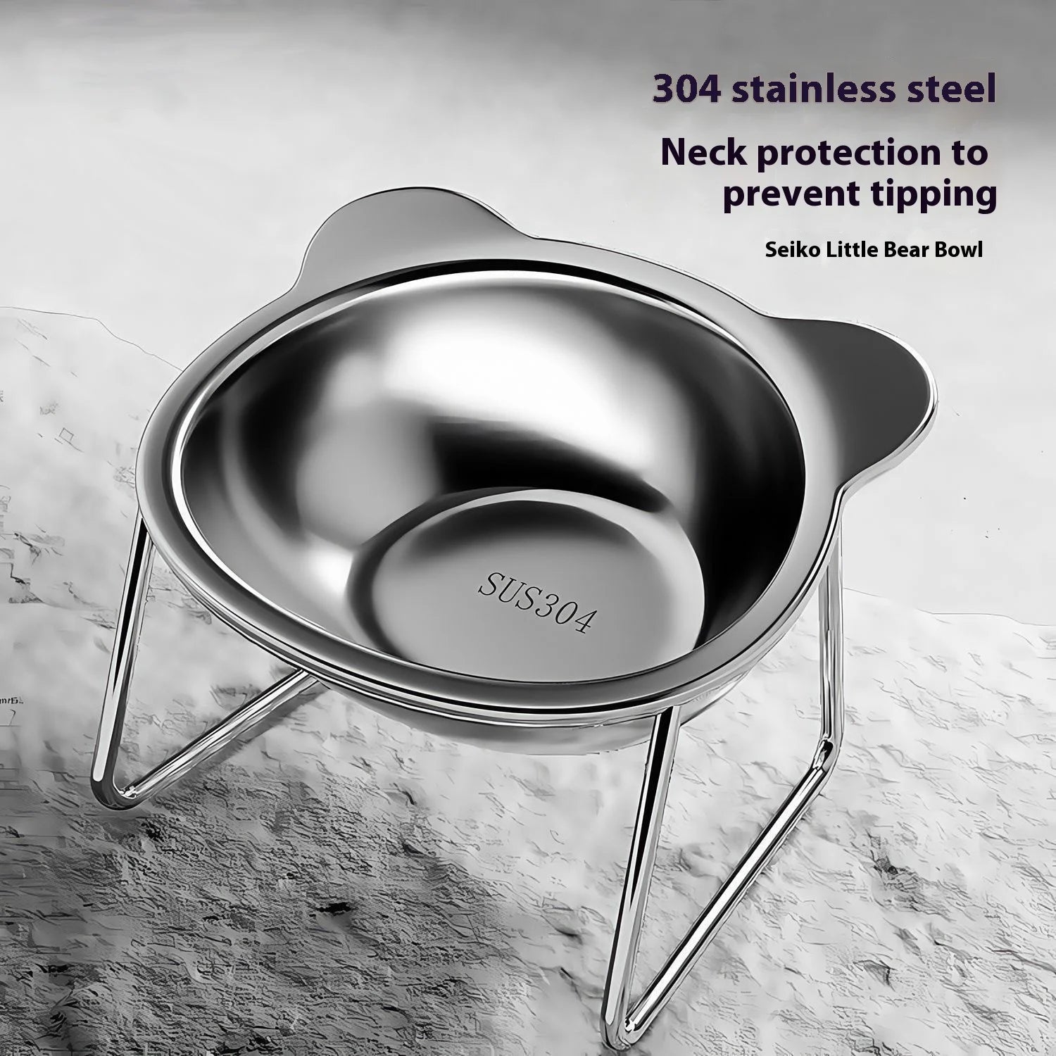 Eco-Friendly Stainless Steel Cat Bowl Stand - Elevated Feeder Anti-Tip Easy Clean Durable Pet Dish for Healthy Eating
