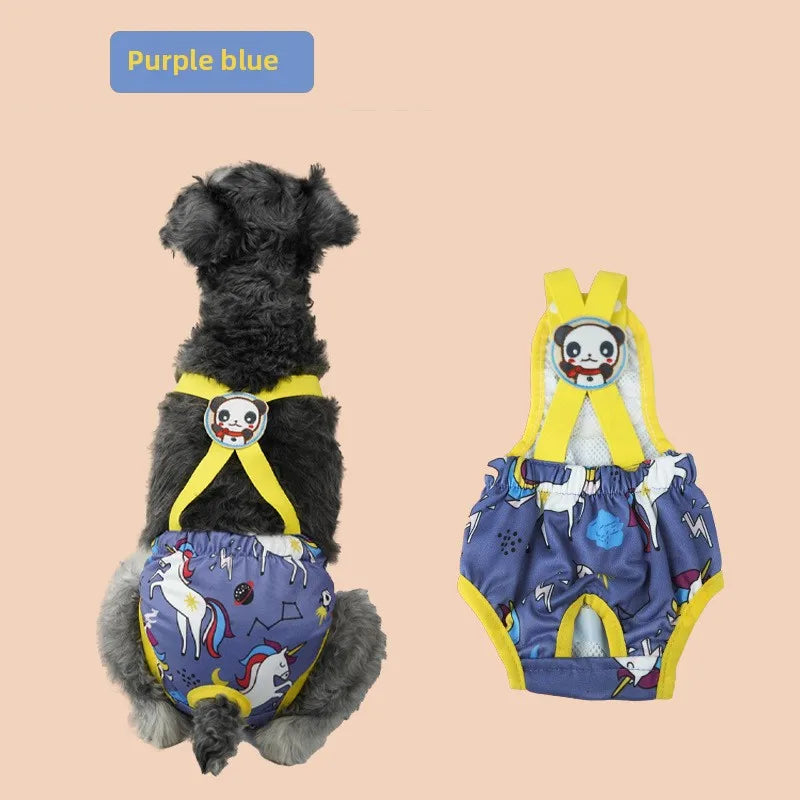 New Cartoon Print Pet Dog Shorts Diaper Sanitary Physiological Pants Washable Female Short Panties Menstruation Underwear Briefs