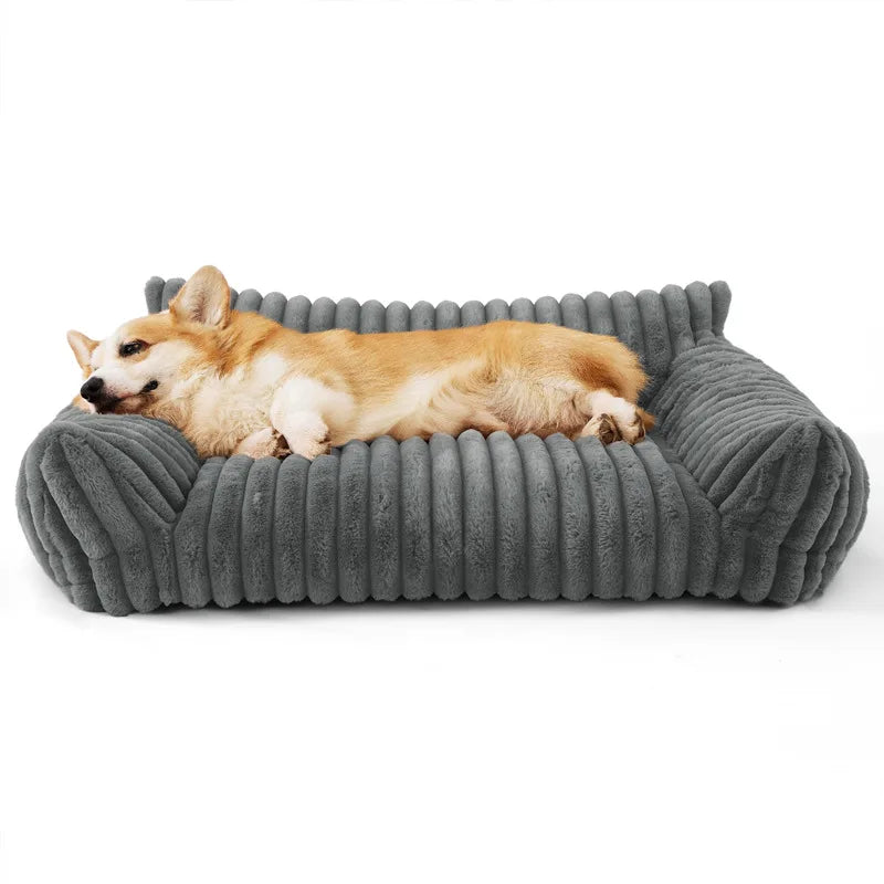 Winter Warm Cat Bed Sofa Removable Washable Cat Nest Soft Striped Pet Bed for Small Medium Dogs Cats Comfortable Plush Puppy Bed