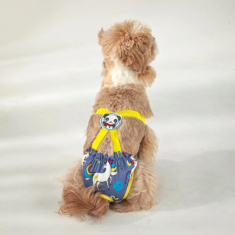 New Cartoon Print Pet Dog Shorts Diaper Sanitary Physiological Pants Washable Female Short Panties Menstruation Underwear Briefs