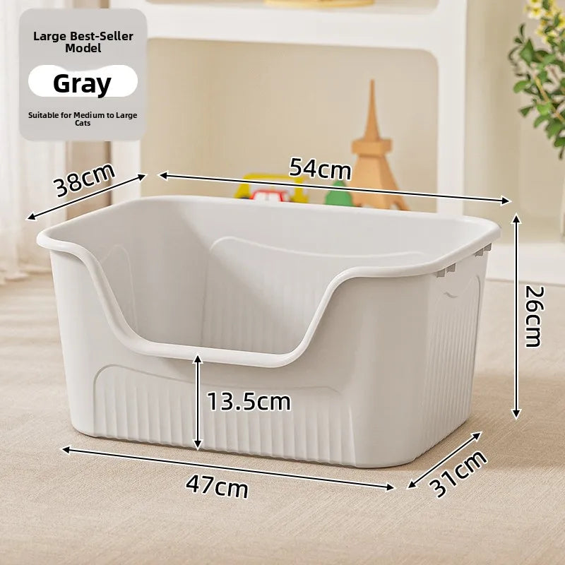 Miaon Extra Large  Litter Box Semi-Enclosed Spla-Proof Toilet for Large s like Maine Coon Home Daily Use Manual Cleaning