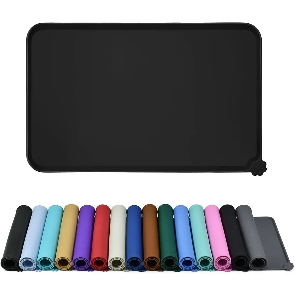 Waterproof Pet Feeding Mat with High Raised Edges,Cat Dog Water Bowl with BPA Free Pet Dogs Cats Food Grade Silicone Food Mats