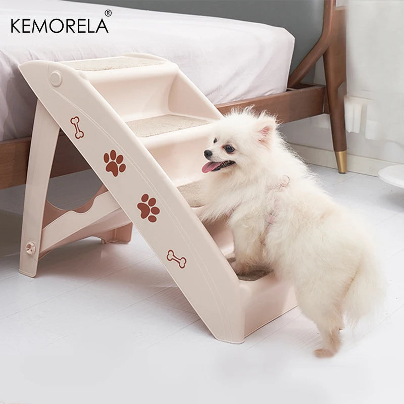 KEMORELA 4 Layers Folding Pet Stairs for Small and Medium Dogs Non-Slip Climbing Steps for Convenient Safe Design for Indoor