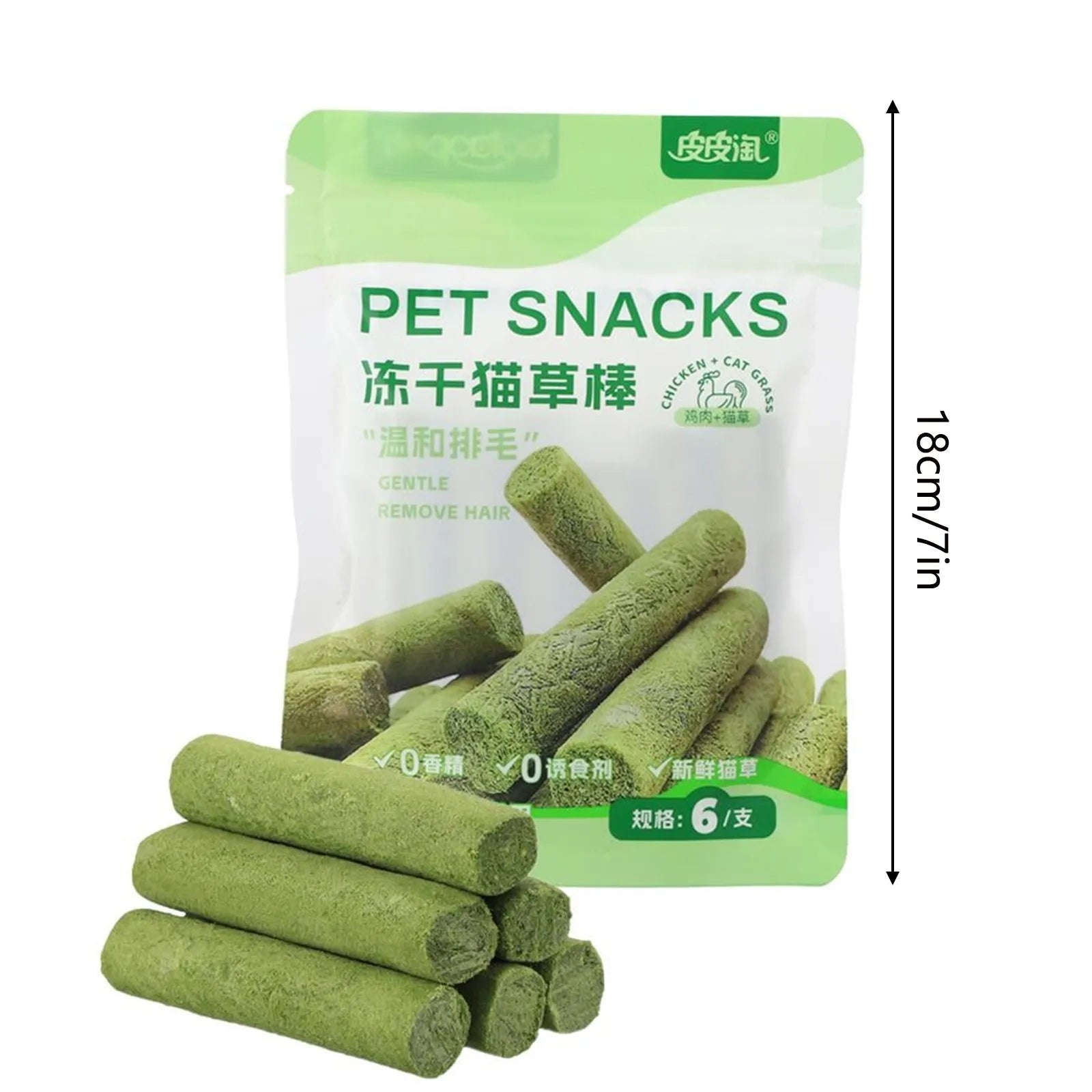6/12/18pcs Cat Grass Teeth Grinding Stick Pet Snacks Cat Hair Cat Mild Baby Eat Ready Teeth Hairball Sticks Cleaning To Removal