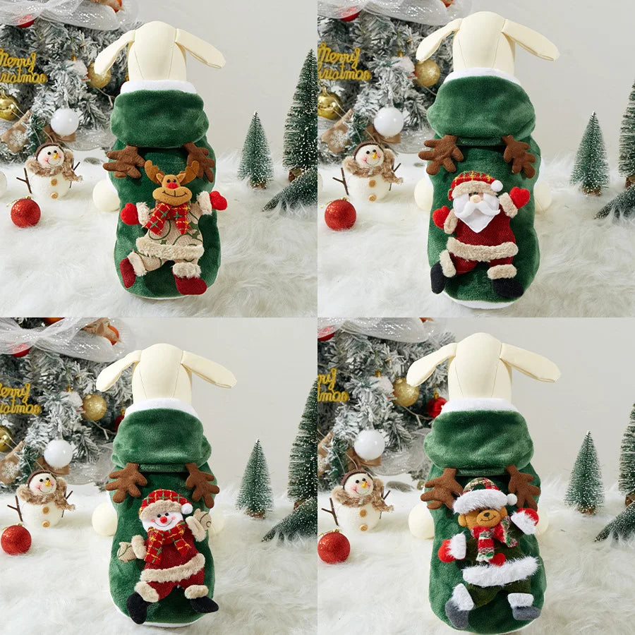 Christmas Dog Clothes Autumn and Winter Flannel Cats Dogs Hoodies Pet Clothes for Small Medium Dogs Christmas Dog Cat Costume
