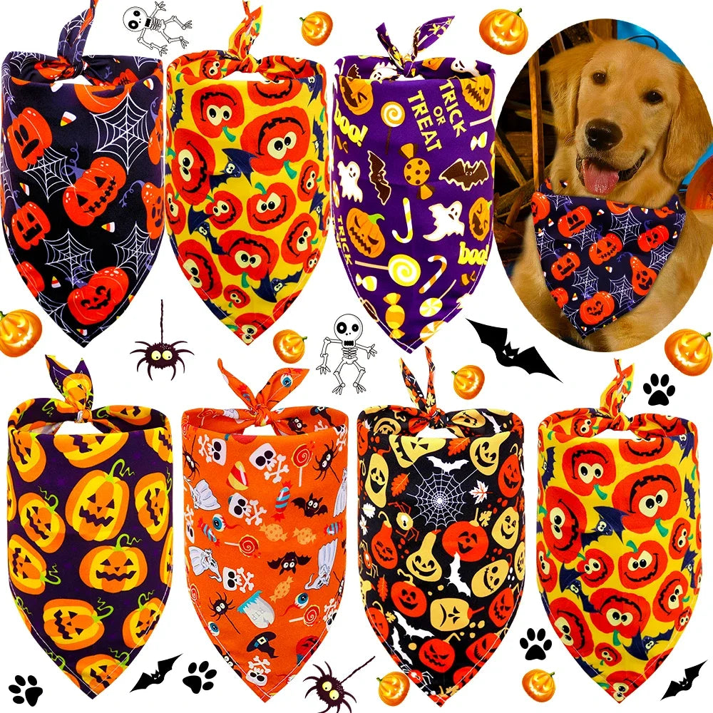 30pcs Dogs Bandanas For Halloween Bulk Bandanas For Small Dogs Cats Autumn Pet Dog Bandana Pet Grooming Products For Fall