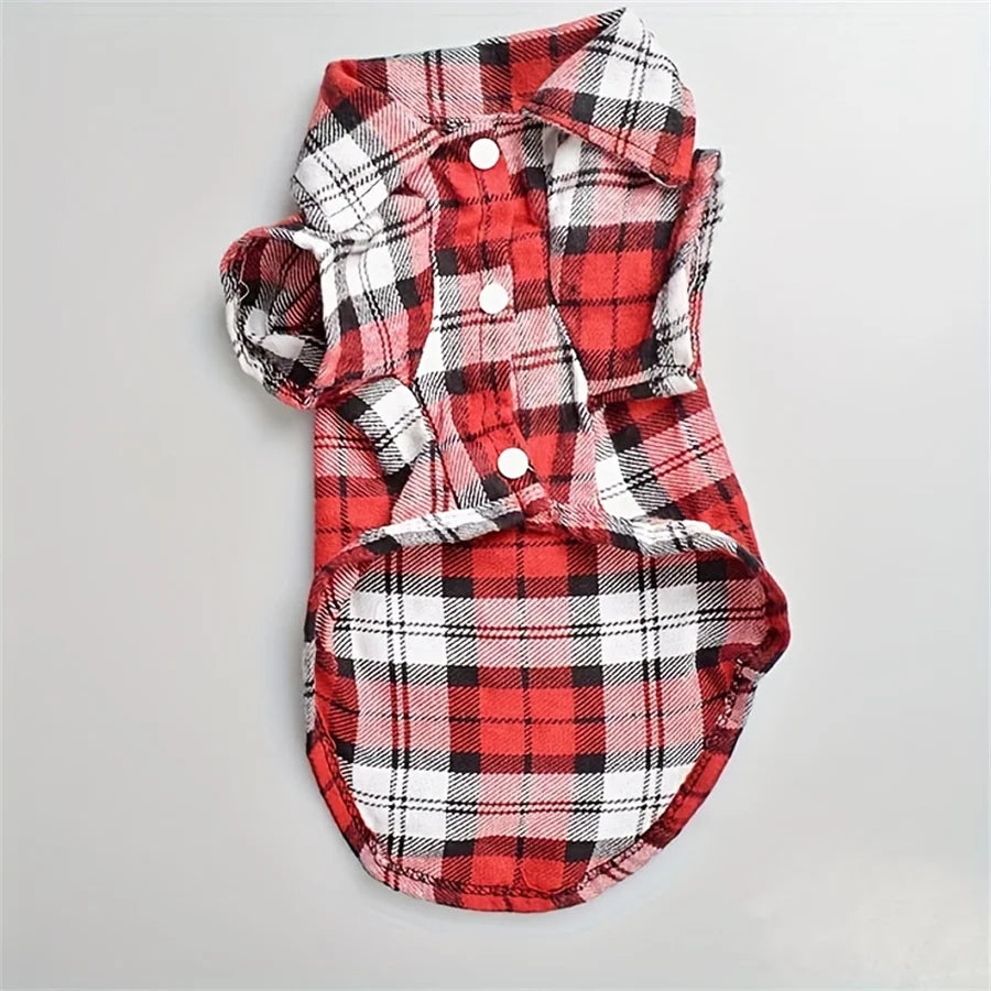Stylish Plaid Shirt Coat for Small Dogs and Cats - Keep Your Pet Looking Cute and Cozy