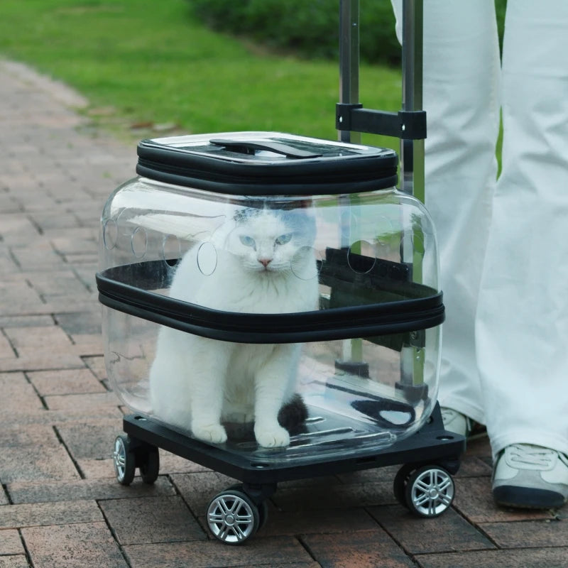 Portable Double Decker Cat Carrier Large Capacity Pet Trolley Case for Many Cats Breathable Travel Case for Outdoor Cat's Basket