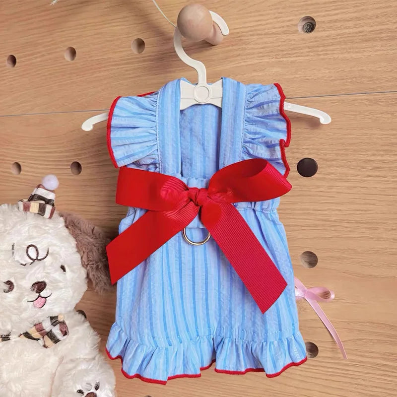 Pet Suspenders Puppy Dress for Girl Dog Clothes Summer Striped Skirt Dog Dresses Chihuahua Luxury Costume Bihcon Yorkie Vest