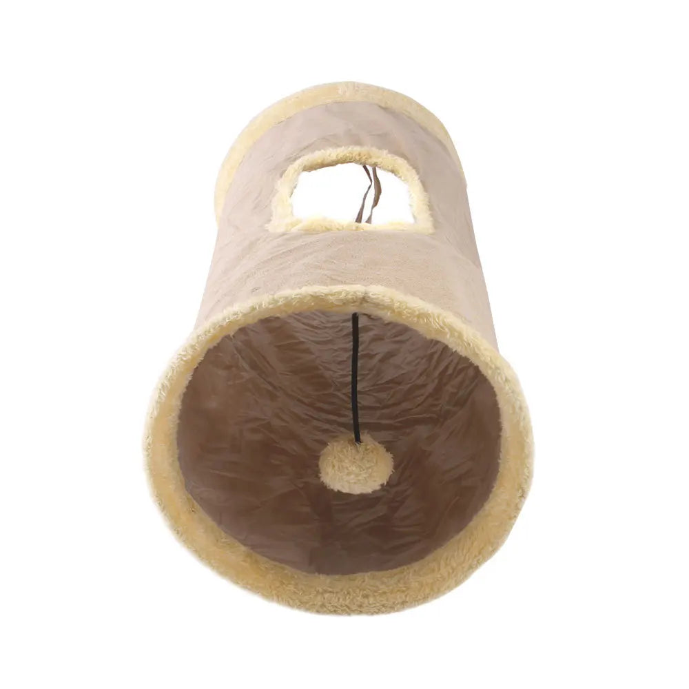 Collapsible Plush Cat Tunnel Suede Fabric Puppy Play Chase Hide Tunnel Tube Indoor for Game Exercising Hiding Training Pet Toys