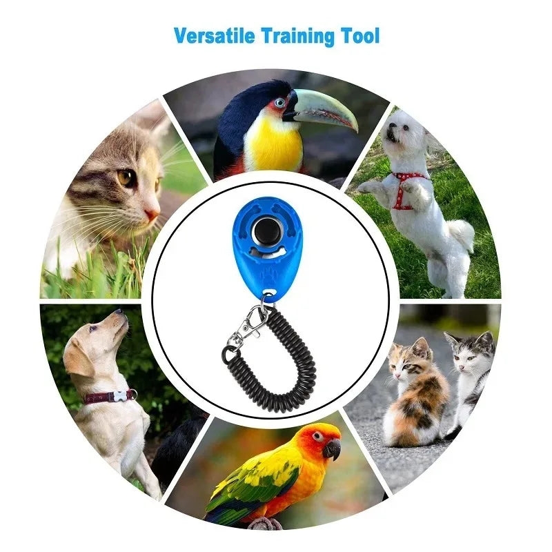 Dog Training Clicker Pet Cat Plastic New Dogs Click Trainer Aid Tools Adjustable Wrist Strap Sound Key Chain Dog Supplies