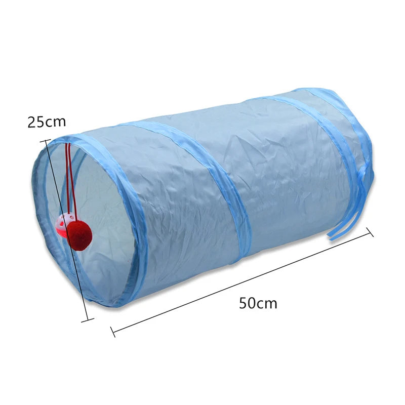 Gray 3-Way Foldable Pet Cat Tunnel Tube Toy Kitten Tunnel Toy With Peep Hole Pet Training Interactive Toy Tunnel Tube