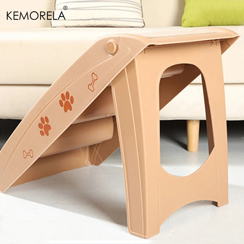 KEMORELA 4 Layers Folding Pet Stairs for Small and Medium Dogs Non-Slip Climbing Steps for Convenient Safe Design for Indoor
