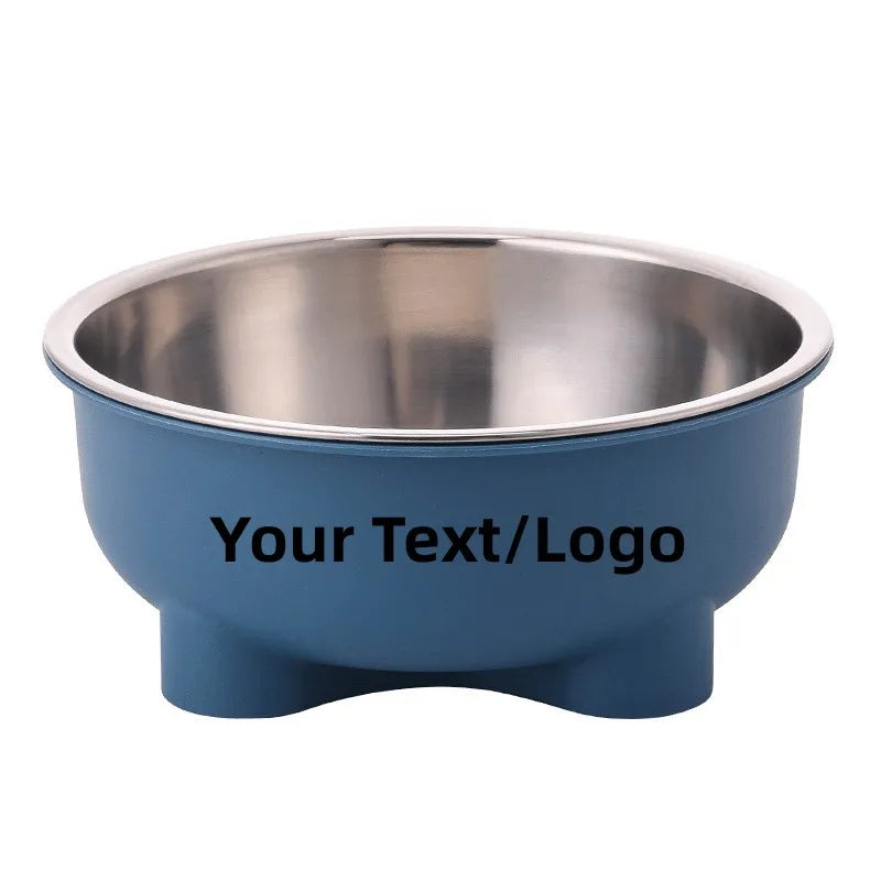 Personalized Stainless Steel Pet Dog Bowl Removable Anti Slip Four-Legged Solid Color Dog Cat Name Bowl Custom Gift Pet Products