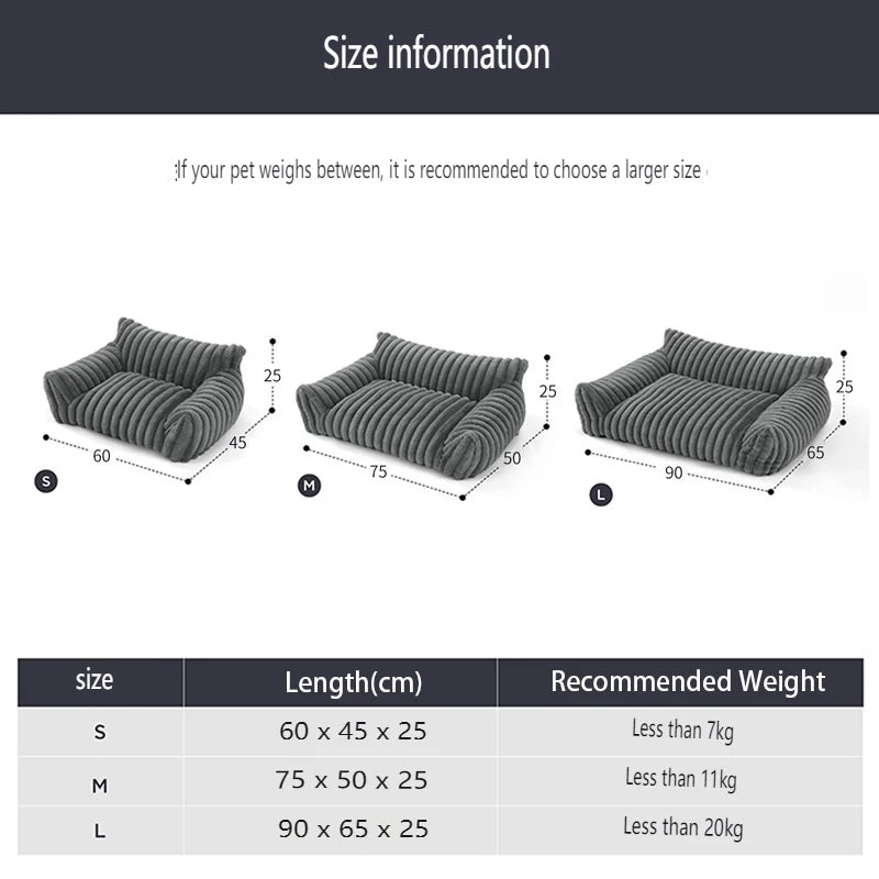 Winter Warm Cat Bed Sofa Removable Washable Cat Nest Soft Striped Pet Bed for Small Medium Dogs Cats Comfortable Plush Puppy Bed