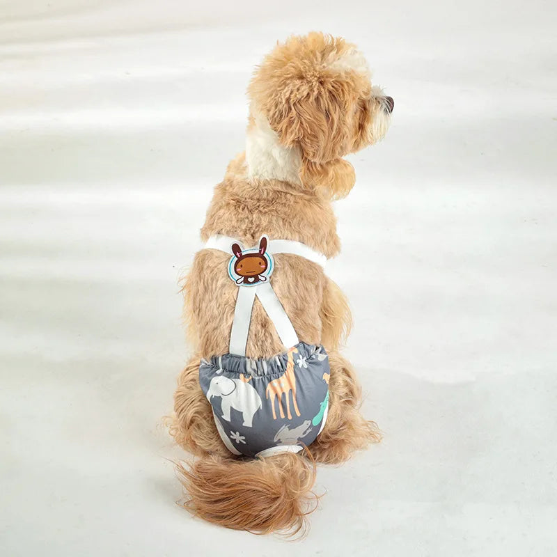 New Cartoon Print Pet Dog Shorts Diaper Sanitary Physiological Pants Washable Female Short Panties Menstruation Underwear Briefs