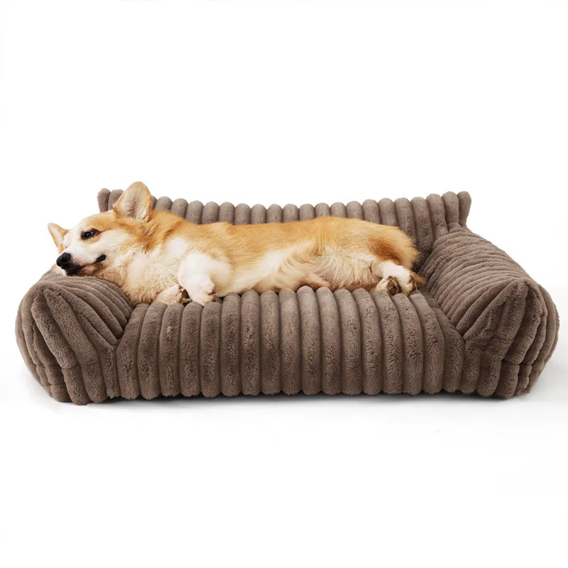 Winter Warm Cat Bed Sofa Removable Washable Cat Nest Soft Striped Pet Bed for Small Medium Dogs Cats Comfortable Plush Puppy Bed