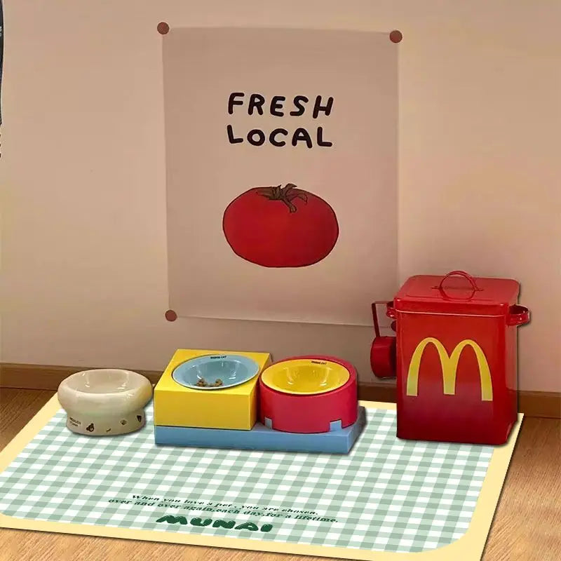 Universal Waterproof Dog  Feeding Mat Oil Proof Spill ResistantNon Slip Floor Mat Pet Food Pad  AND DOGFeeding Mat