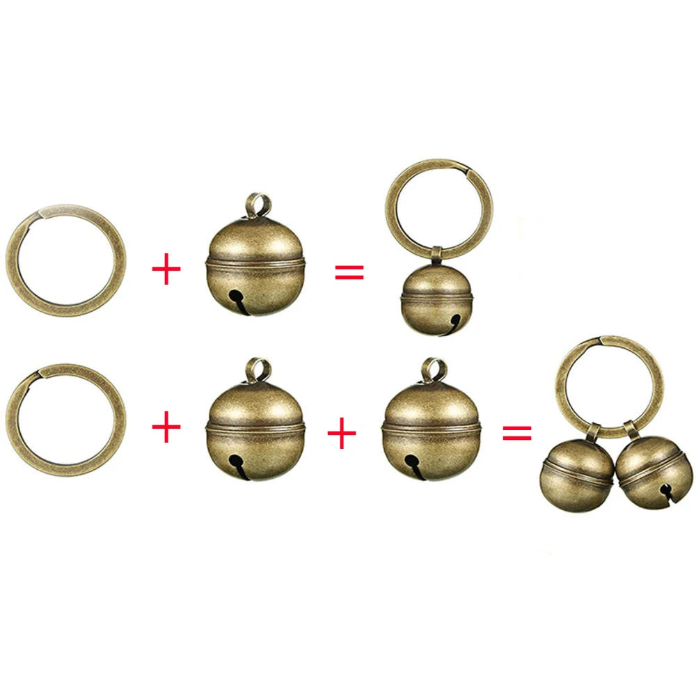 Cat Dog Collar Bells Brass Bells For Collar Dog Charm Bells Pet Pendant with Key Rings For Collars Necklace Pet Accessories