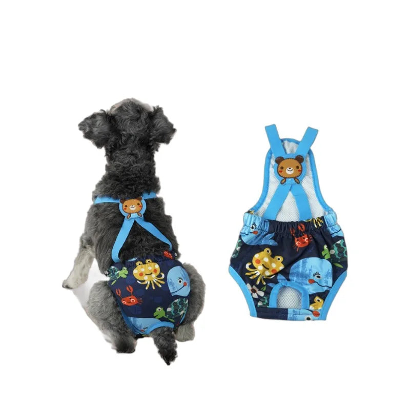 New Cartoon Print Pet Dog Shorts Diaper Sanitary Physiological Pants Washable Female Short Panties Menstruation Underwear Briefs