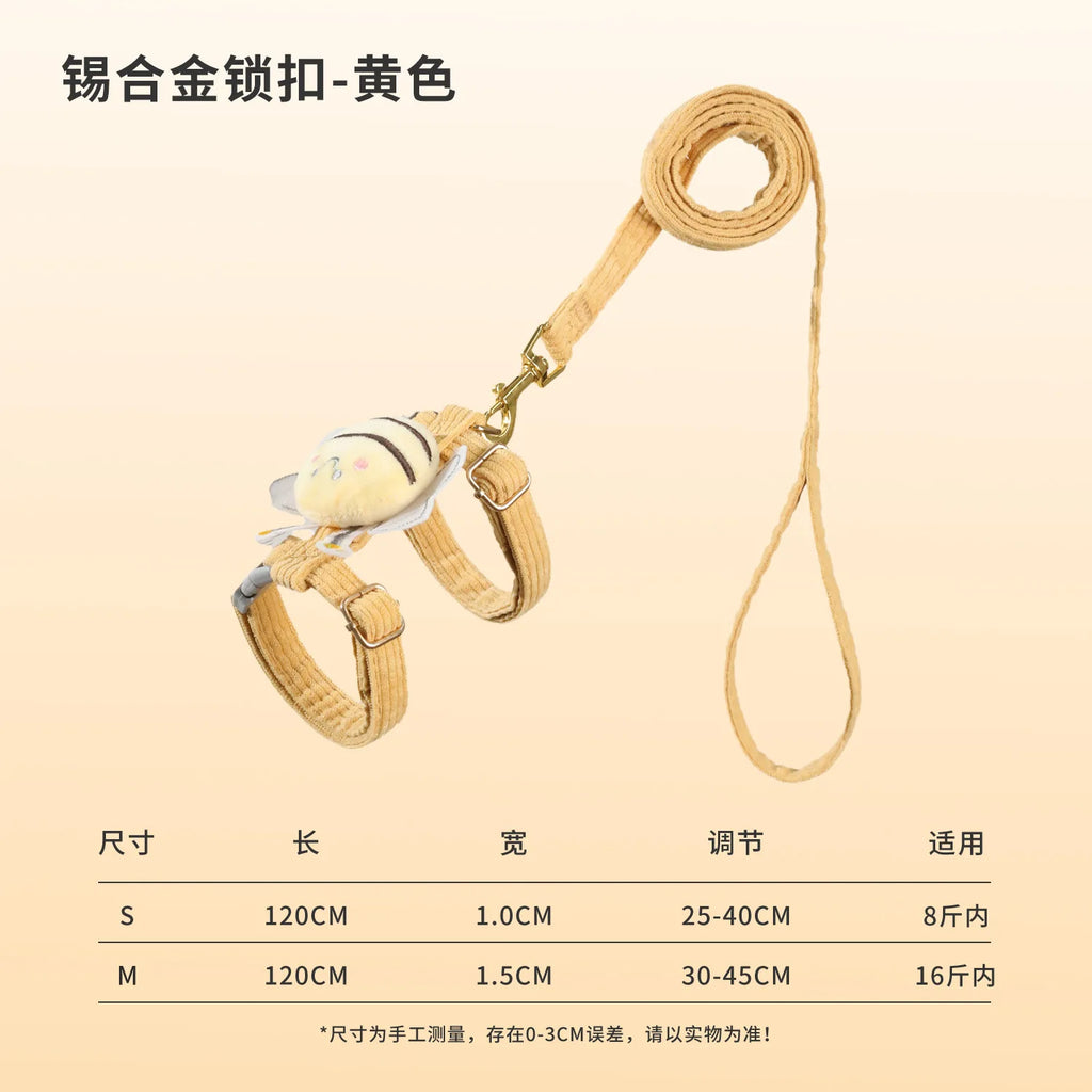 Cat Leash Harness Little Bee Pet Escape-Proof Harness Cat Walking Leash