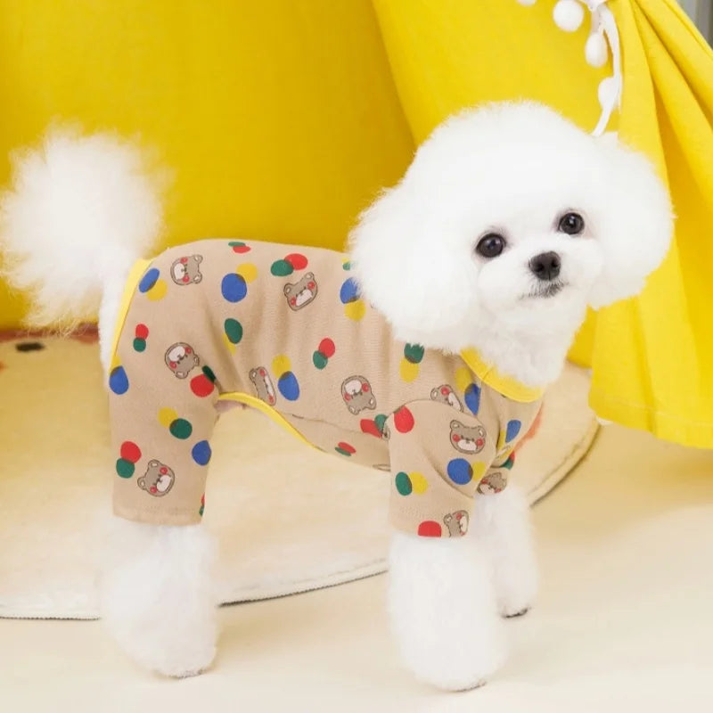 Autumn Pet Dog Jumpsuits Fashion Striped Dog Onesie Clothes Cute Puppy Pajamas Warm Soft Cat Jumpsuits Pet Rompers Dog Clothes
