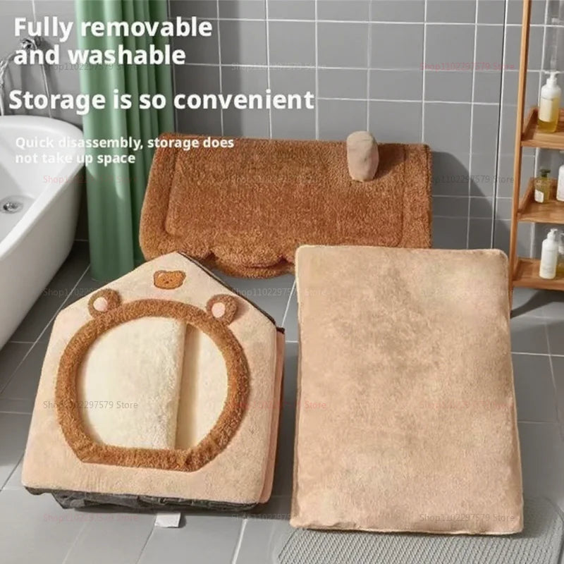 Enclosed Kennel with Dirt Resistance Removable Washable House Villa All Season Comfortable and Practical for Indoor Outdoor Use