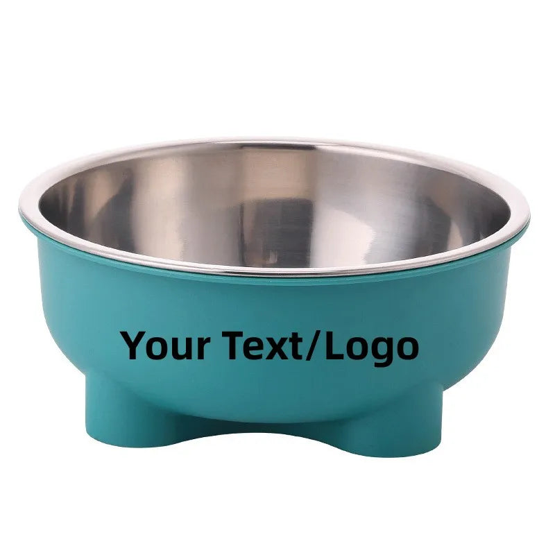 Personalized Stainless Steel Pet Dog Bowl Removable Anti Slip Four-Legged Solid Color Dog Cat Name Bowl Custom Gift Pet Products