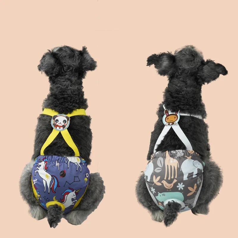 New Cartoon Print Pet Dog Shorts Diaper Sanitary Physiological Pants Washable Female Short Panties Menstruation Underwear Briefs