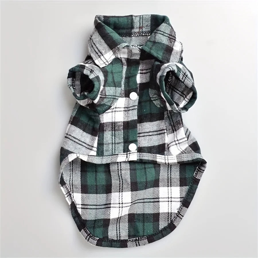 Stylish Plaid Shirt Coat for Small Dogs and Cats - Keep Your Pet Looking Cute and Cozy