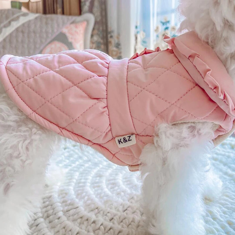 Dog Winter Clothes Comfortable Keep Warmth Ruffles Sweet Dress Princess Dog Dress For Bichon Poodle Schnauzer Maltese  Outfit