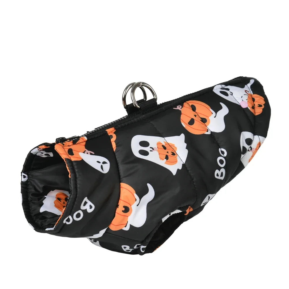 Halloween Dog Jacket Coat Autumn Winter Puppy Clothes For Small Medium Dogs Cat Funny Pumpkin Print Pet Cosplay Costume Yorkie