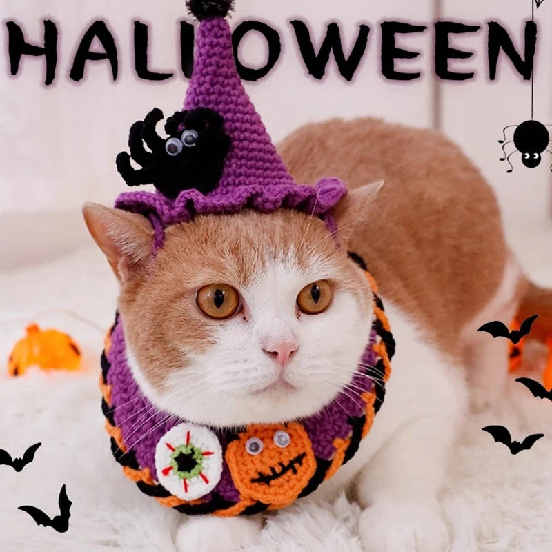 Halloween Cat Costume Collar Dog Clothing Pet Scarf Collar Cat Halloween Party Costume Cute Cat Scarf Halloween Decoration