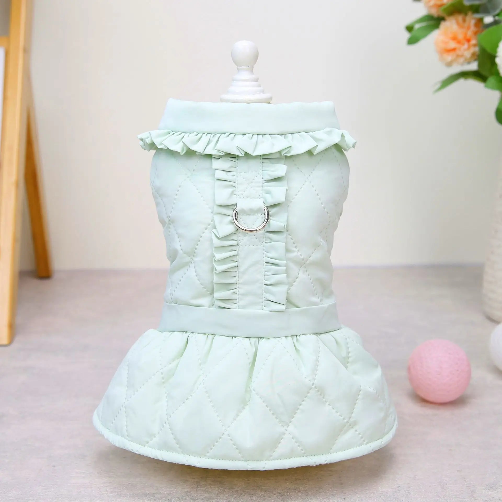 Dog Winter Clothes Comfortable Keep Warmth Ruffles Sweet Dress Princess Dog Dress For Bichon Poodle Schnauzer Maltese  Outfit