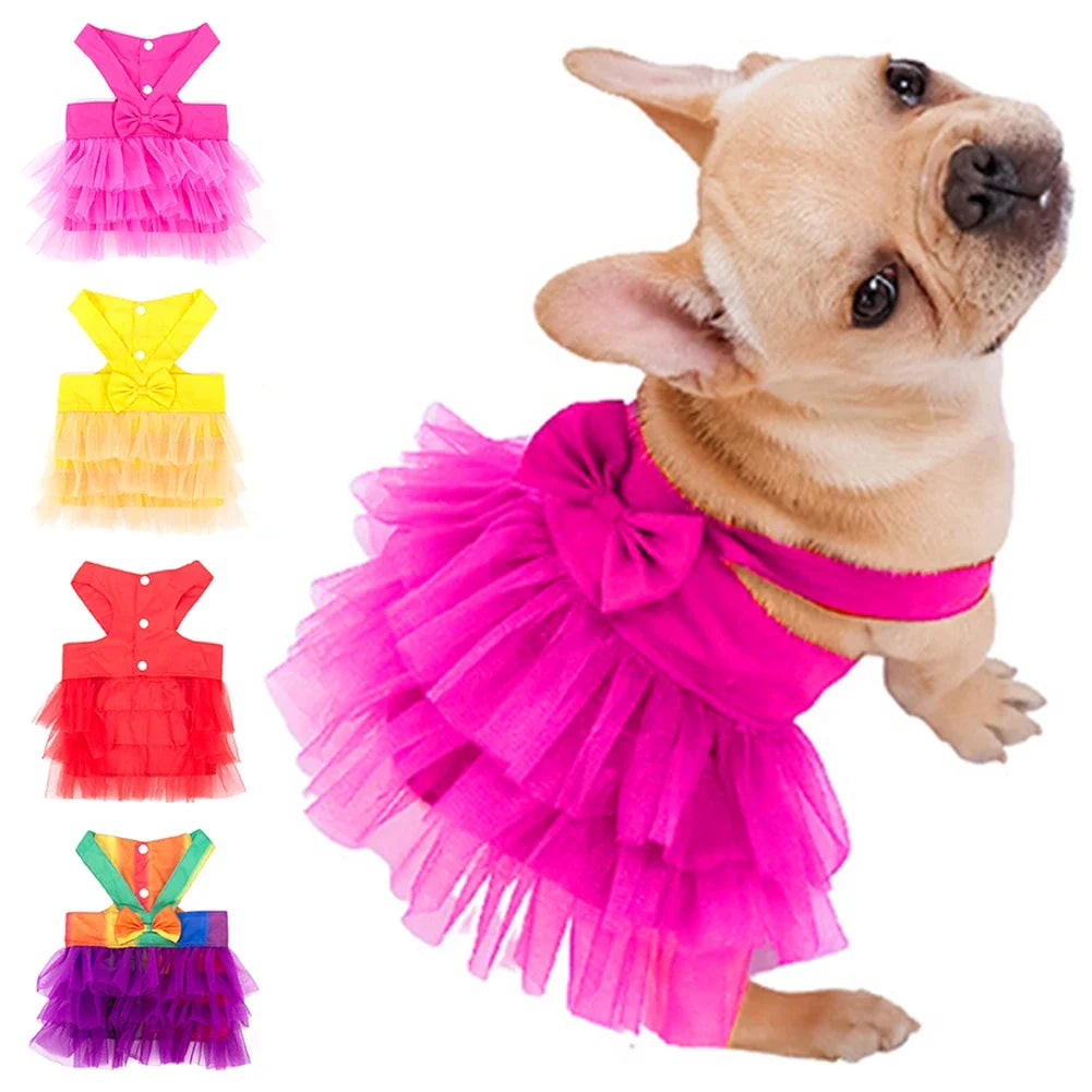Pet Supplies Soft  Dog Lace Dress Breathable Comfortable Dog Princess Dress with Bowknot Pet Dress York