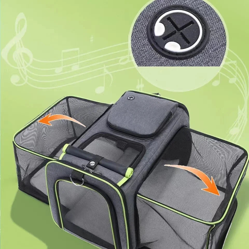 Large Capacity carrier Cat Pet Airlines approved reflective tape Cat Travel Bag expandable Foldable soft dog carrier