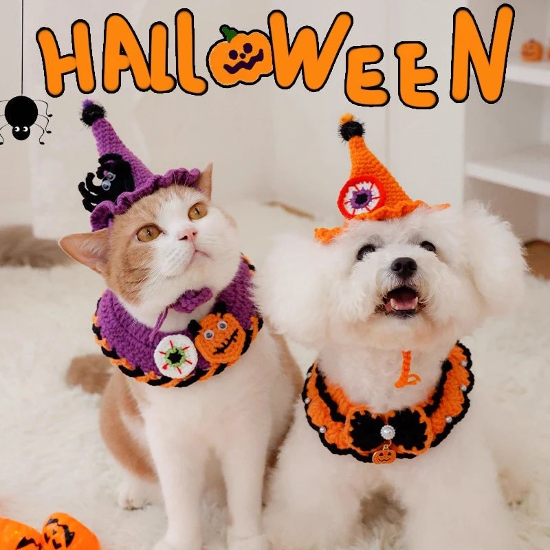 Halloween Cat Costume Collar Dog Clothing Pet Scarf Collar Cat Halloween Party Costume Cute Cat Scarf Halloween Decoration