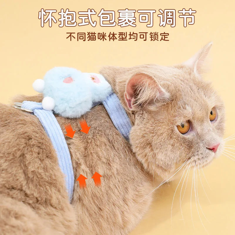Cat Leash Harness Little Bee Pet Escape-Proof Harness Cat Walking Leash