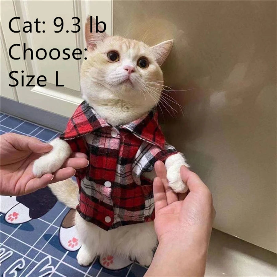 Stylish Plaid Shirt Coat for Small Dogs and Cats - Keep Your Pet Looking Cute and Cozy