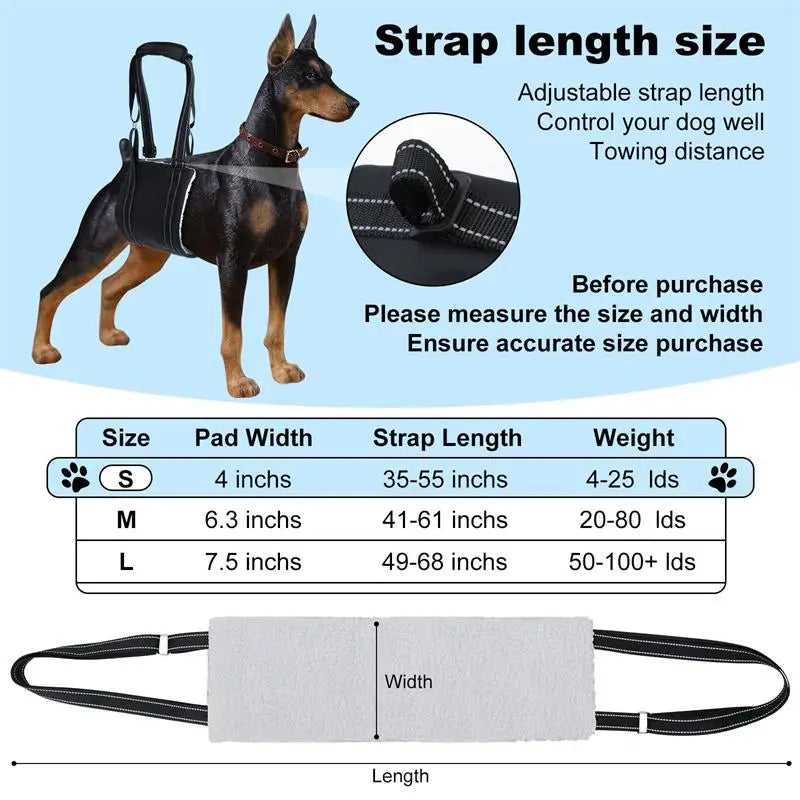 Dog Lift Harness Adjustable Dog Sling for Back Legs Support Rehab Harness for Weak Rear Legs Pet Aid Assist Tool for Elderly Dog