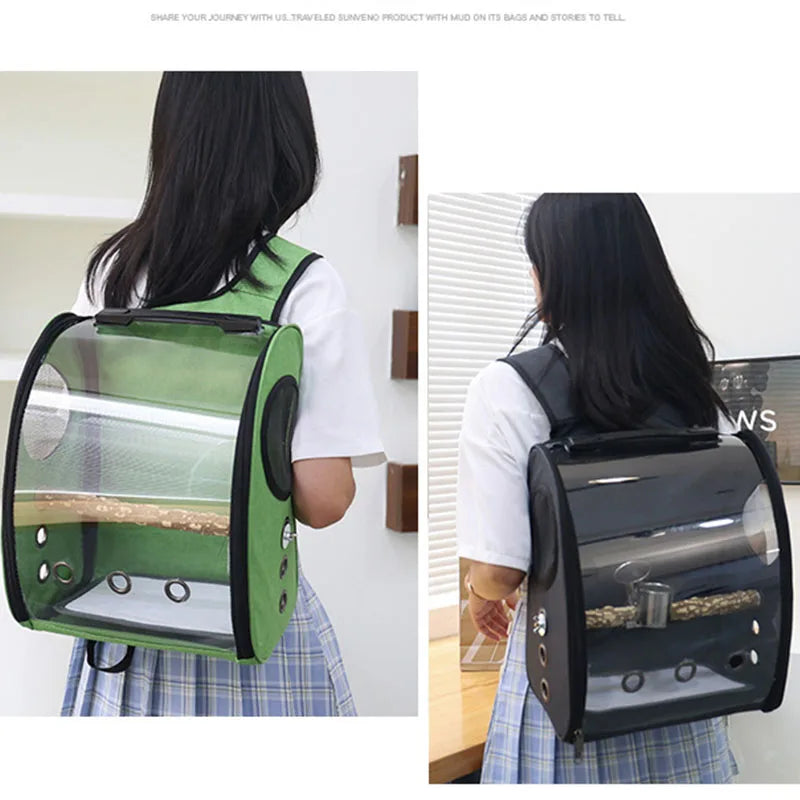 Transparent Pet Transport Carrying Carrier Bag, Pet Space Capsule, Bird Backpack for Parrots, High Quality Travel Window