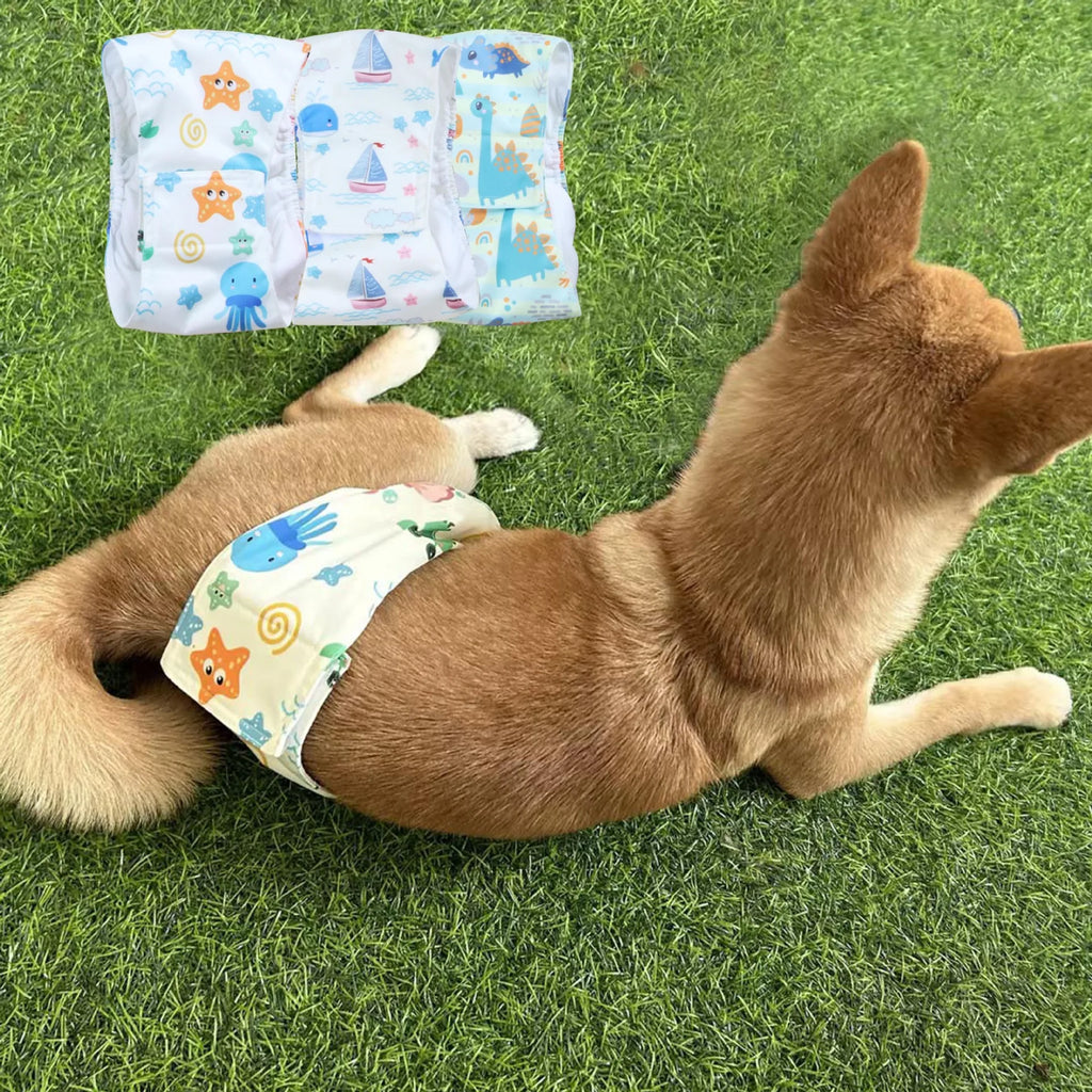 1/3pcs Washable Male Dog Physiological Pant  Adjustable Belly Wrap Band Reusable Sanitary Diaper for Small Large Dog RandomColor